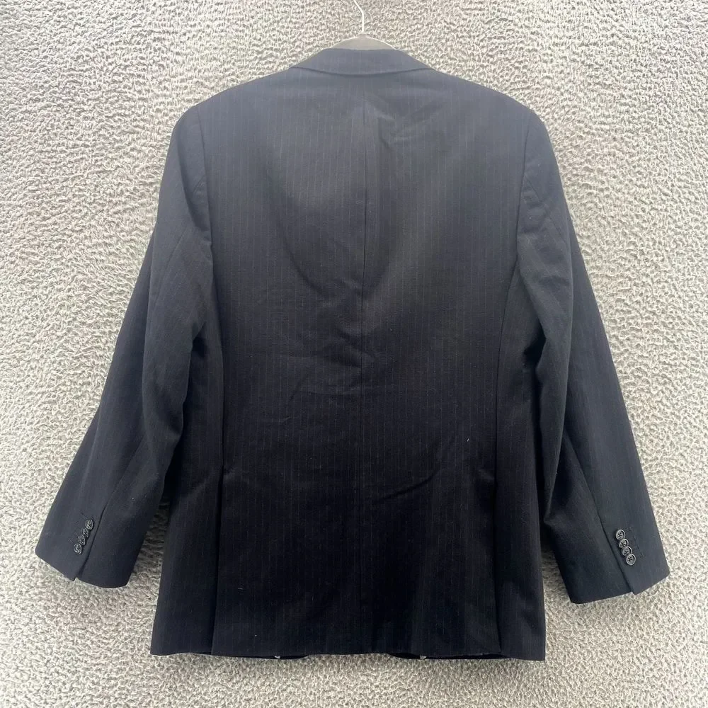Banana Republic Blazer Mens 38R Black Pinstripe‎ Modern Corpcore Office Academia
